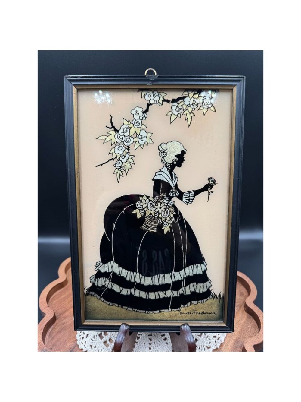 Vintage Smith Frederick Reverse Glass Silhouette Victorian Lady Wall Art